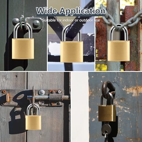 Image of 4 Pack Small Padlock with 4 Same Keys Thicken Locker Lock 1.18inch 30mm Small Solid Brass Padlock Weatherproof for Gym Case Backpack Luggage Hasp Storage