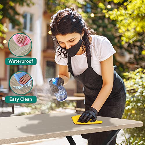 Yitahome Picnic Table Heavy Duty Outdoor Picnic Table And Bench With Weather Resistant Resin Tabletop & Stable Steel Frame For Yard Patio Lawn Party Light Brown #TOP5