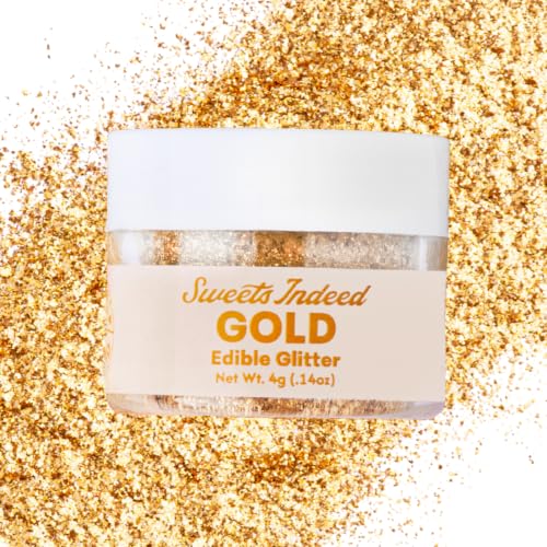 Image of Sweets Indeed Edible Glitter, Perfect for Drinks, Cocktails, Beverages & Cake Decorating, Dessert Cake Topper, 4 grams (Gold 4g)
