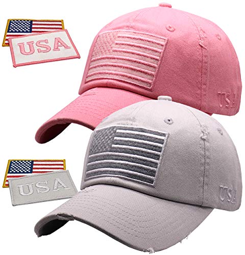 Image of Antourage American Flag Unisex Baseball Hat for Men and Women | USA Flag Mesh Snapback Flat Visor Cap + 2 Patriotic Patches