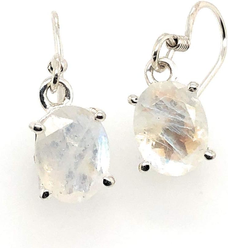 Natural Rainbow Moonstone 925 Solid Sterling Silver Earrings 24mm - Image 4