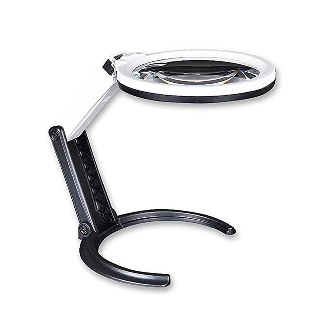 SaryEdge Desktop Magnifying Glass, Lighted Magnifier Stand for Reading, Crafts, Handheld Collapsible Magnifying Glass,