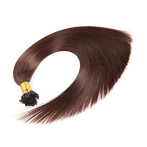 16 inch 100S Stick I- Tip Fusion Remy Hair Extensions Human Hair Dark Brown(16 Inch, 2 Dark Brown)