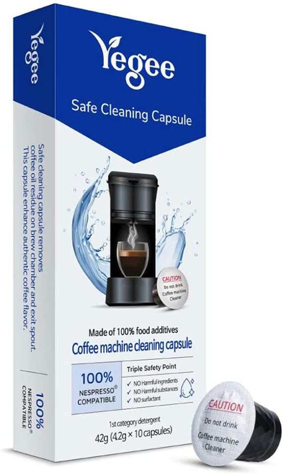YEGEE Espresso Machine Cleaning Capsule – 10Pcs Cleaning Capsules Compatible with Nespresso – Natural Food-Grade Carbonated Bubble Cleaning Pods – Easy to Use and Safe: Home & Kitchen
