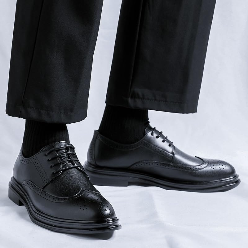 Wingtip Brogue Formal Shoes Dress Oxford for Men Faux Leather Breathable Fashion Lace Up Wedding Business Heel Non Slip Anti-Slip Low Top Rubber Sole Shoe2