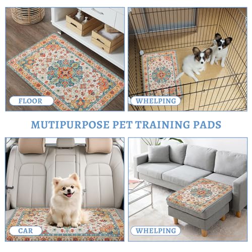 Image of NOYAL Bohemian Washable Dog Pee Pads - Super Absorbent Reusable Puppy Training Pads with Stylish Prints | 100% Waterproof, Leak-Proof & Non-Slip Pet Housebreaking Pads for Indoor 2 Packs