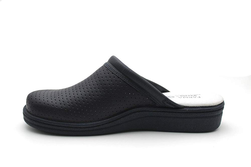 Zueco Sanitario de Piel con Suela de Goma, para: Mujer Color: Azul