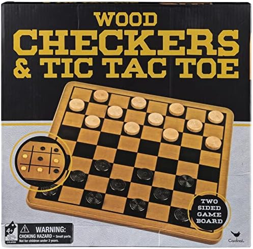 Cardinal Games Wood Checkers & Tic Tac Toe - 2 Sided Game Board and Pieces, multi color, basic pack (6029785)