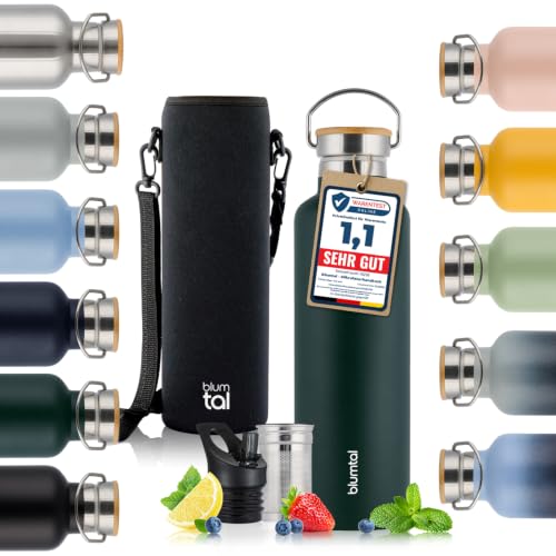 Blumtal Thermosflasche 1L - doppelwandige Trinkflasche Edelstahl 1L - Isolierflasche 1L BPA frei - Edelstahl Trinkflasche - Teeflasche… – Ansicht 1