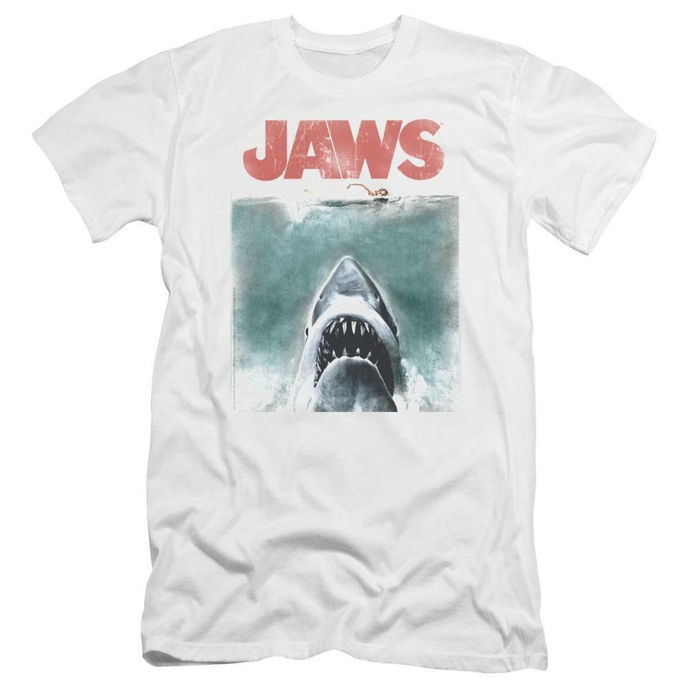 APSRA RETAILJaws T-Shirt Movie Poster Retro 70's Men's Adult Regular fit Graphic tee UNI726 Casual T-Shirt Half Sleeve Round Neck Printed Men's t Shirt(_XXL) White