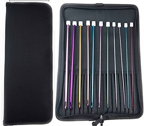 Case of 11 Tunisian Afghan Crochet Hooks Aluminum Knitting Needles Set Kit for Beginners(2mm-8mm)