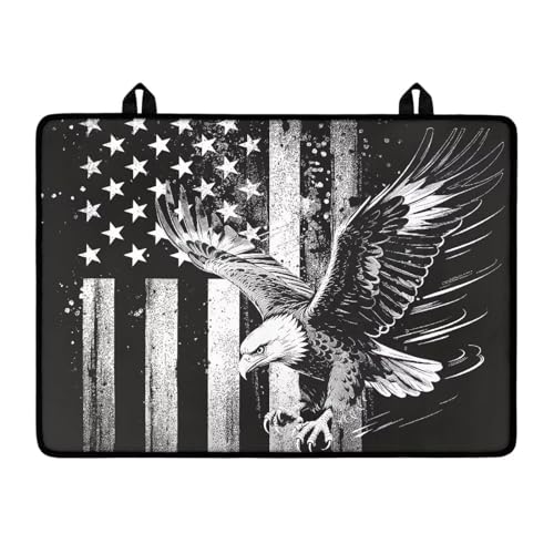 Image of Poceacles 4th of July Electric Stove Top Cover Induction Electric Stove Protector Non-slip Glass Cooktop Cover Stovetop Mat Multipurpose Flat Top Mat, Retro American Flag Eagle Black Gray