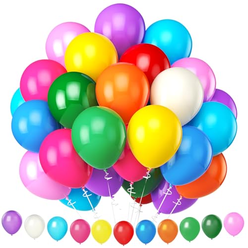 110 Pièces Ballons Anniversaire Multicolores, 12 Pouces Ballons de Baudruche, Ballon Helium pour Decoration Anniversaire, Remise de Diplôme, Baby Shower,...