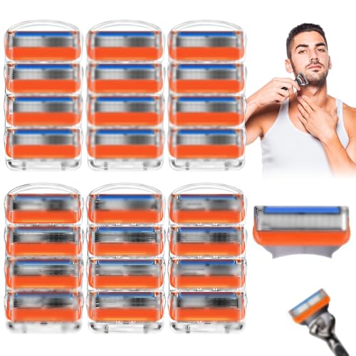 24 piezas Fusiionn 5 cuchillas de repuesto,Cuchillas de afeitar Wet Shaver para hombre,cuchillas fusion para afeitadoras Fusiionn-5, para hombre afeitar, para limpiar.