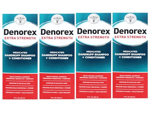 Fiico Denorex Extra Strength Dandruff Shampoo + Conditioner 10 oz(Pack Of 4)