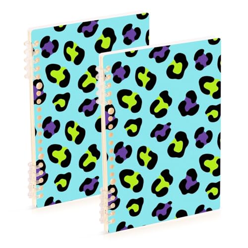 EtherSpher A5 size Leopard Print Green Purple Blue spiral notebooks
