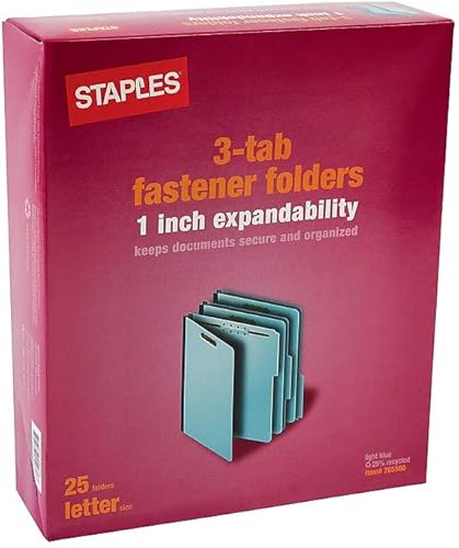 Miniatura 5 de Staples 765560 Carpetas de cierre de cartón prensado, tamaño carta, expansión de 1 pulgada, 25/caja