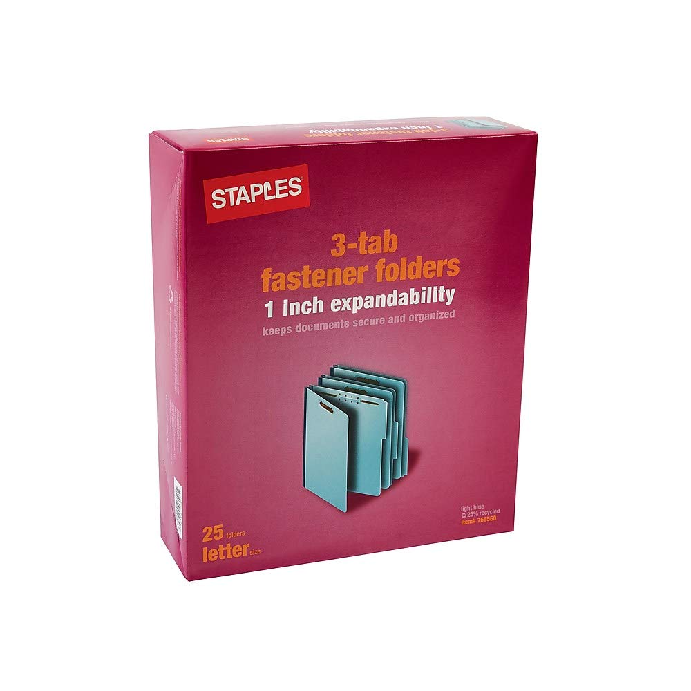 Staples 765560 Cartelle di fissaggio per pannelli pressati, formato lettera, 2,5 cm, espansione 25/scatola