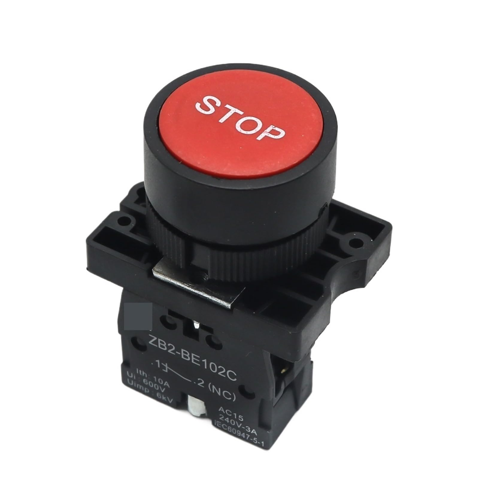 IDGTTLDF Emergency Stop Switch 22mm Start Stop Button with The Arrow Symbol XB2 Flat Touch Switch Button Momentary Button Switch Red/Green Push Buttons(Red Stop)