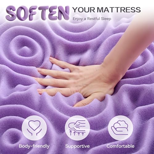 Image of SINWEEK 2 Inch 7-Zone Memory Foam Mattress Topper Twin XL, Twin Extra Long Mattress Pads for College Dorm Room, Pressure Relieve CertiPUR-US Certified, 39x80 Inches, Violet