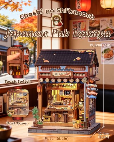 Image of CUTEBEE Book Nook Kit for Adults - Japanese Izakaya Miniature Doll House, 3D Wooden Puzzle, Booknook Book Shelf Decor Creative Gift Idea (Choshi no Shitamachi)
