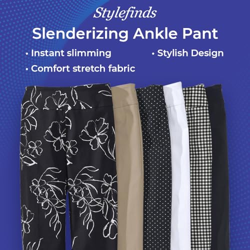 Slenderizing Ankle Pants for Women, Slimming Pull-On Slacks, Stretch Fit with Tummy Control, Work, Business, Office, Casual2