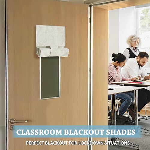 RYB HOME Classroom Door Window Cover, 100% Blackout Shades for Classroom Windows and Doors Cover Lockdown Shades Blocks Views, W 8 x L 36 inch, Linen, 1 Panel