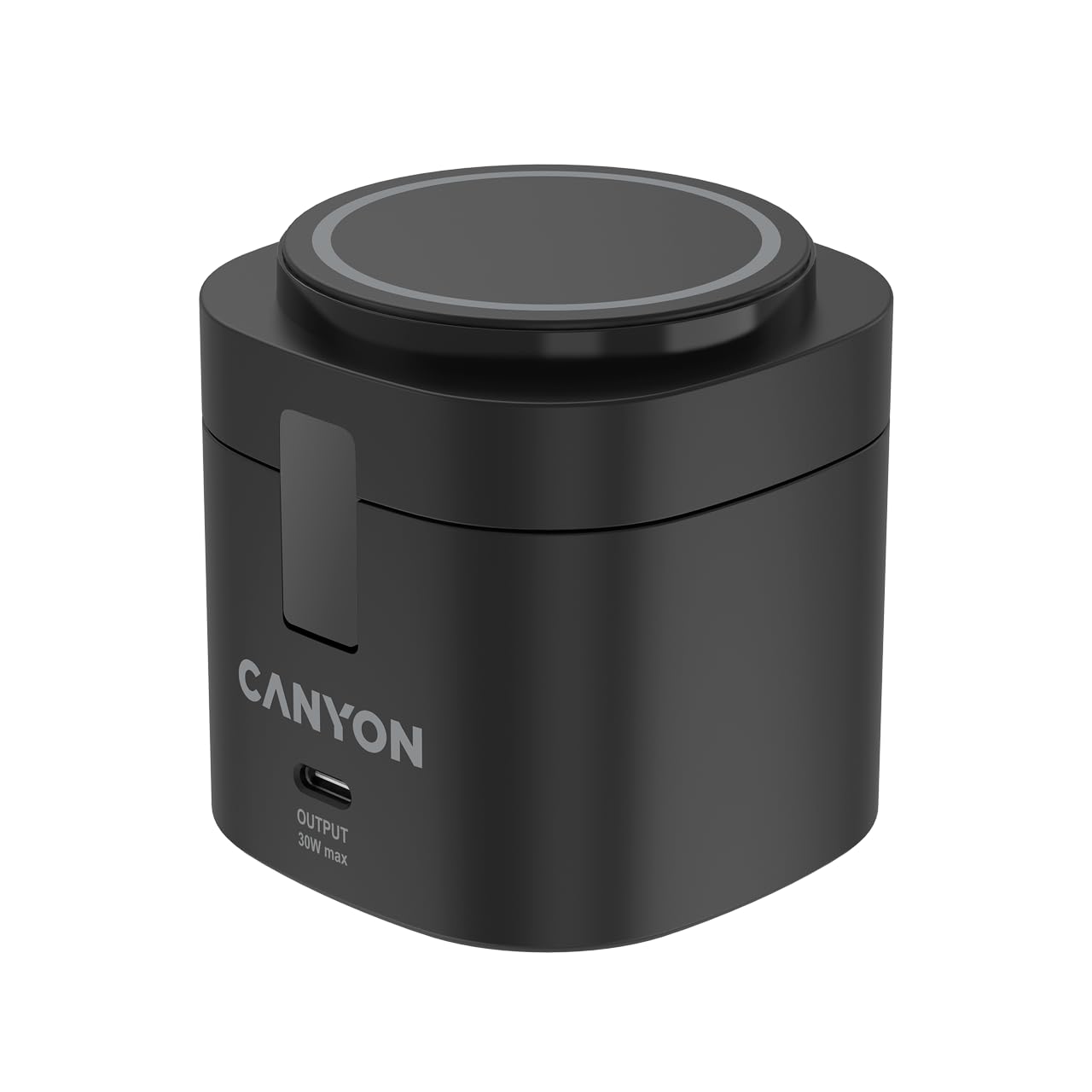 CANYON OnCharge 405 Qi2 - Supporto di ricarica wireless 4 in 1, 15 W, caricatore rapido magnetico per iPhone, Apple Watch e AirPods, porta USB-C da 30 W, adattatore PD da 65 W incluso, nero
