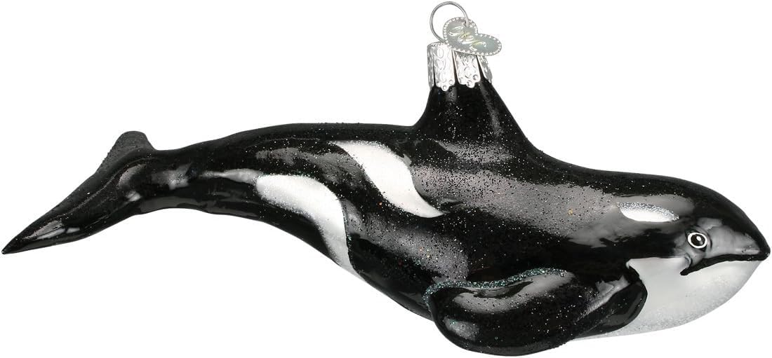 Old World Christmas Ornaments Orca Whale Glass Blown Ornaments for Christmas Tree