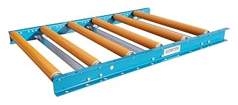 Ultimation Gravity Roller Conveyor 24" Wide x 3 Long Heavy Duty Steel Frame with Polyurethane Rollers Adjustable Centers for Woodworking, Metal, and Assembly Support