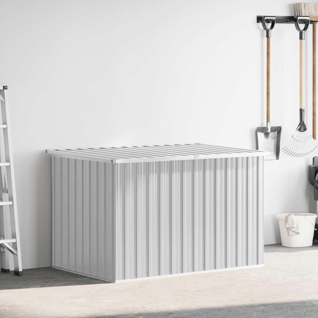 Cassapanca da giardino grigio in acciaio zincato, 149 x 99 x 93 cm, spaziosa scatola con 1,03 m³ di spazio di archiviazione, coperchio pieghevole, versatile box da esterno per giardino