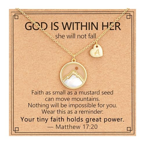 Pavkki Mustard Seed Necklace Graduation Gifts Initial Letter A Teen Girl Gifts Jewelry Trendy Stuff Mountain Faith Confirmation First Communion Baptism Christian Religious Birthday Gifts for Kids Women