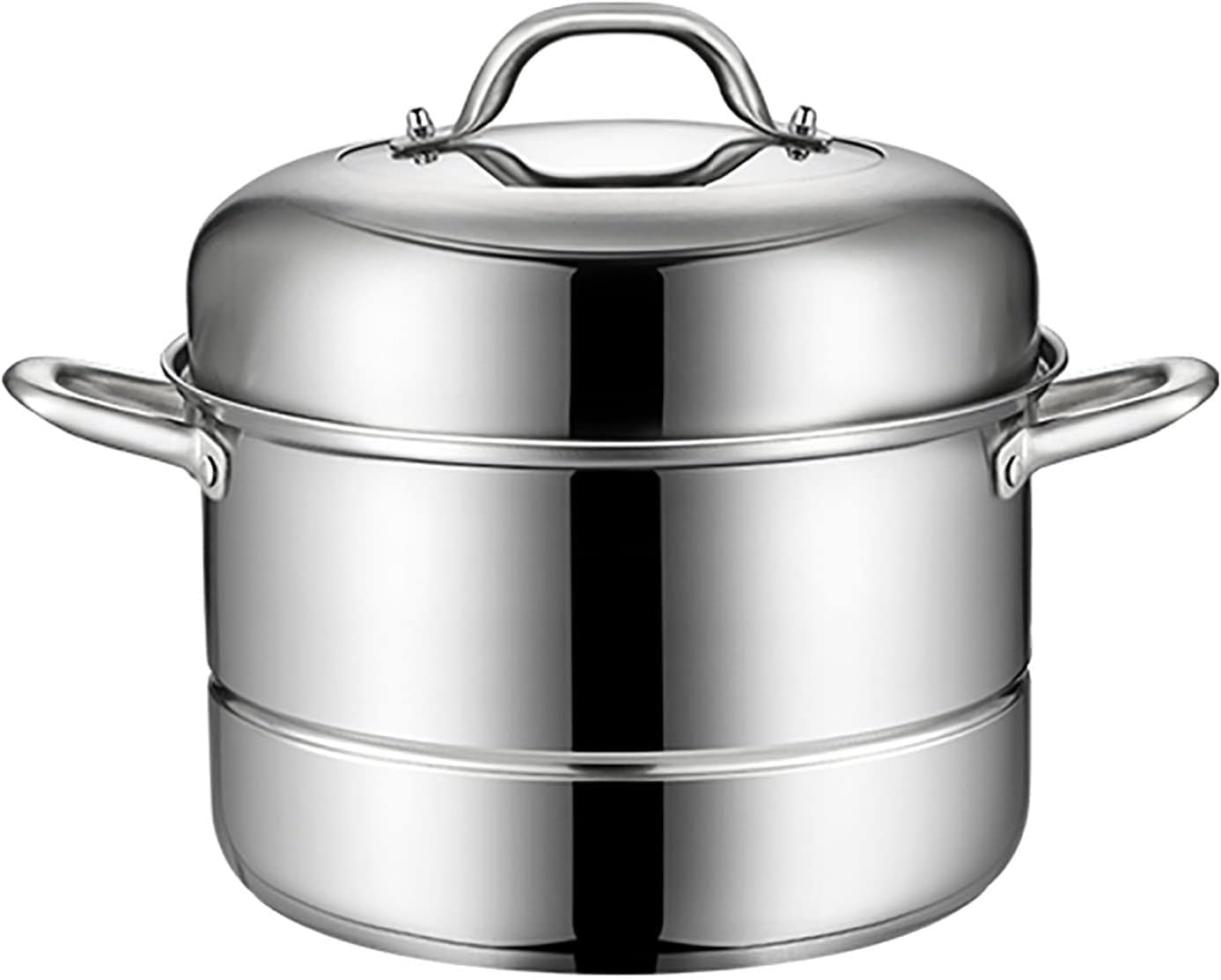 JFGCTYHXY Stainless steel steamer, Food grade 304 stainless steel thickened 3-layer composite pot bottom steamed seafood stewed chicken soup(32cm)