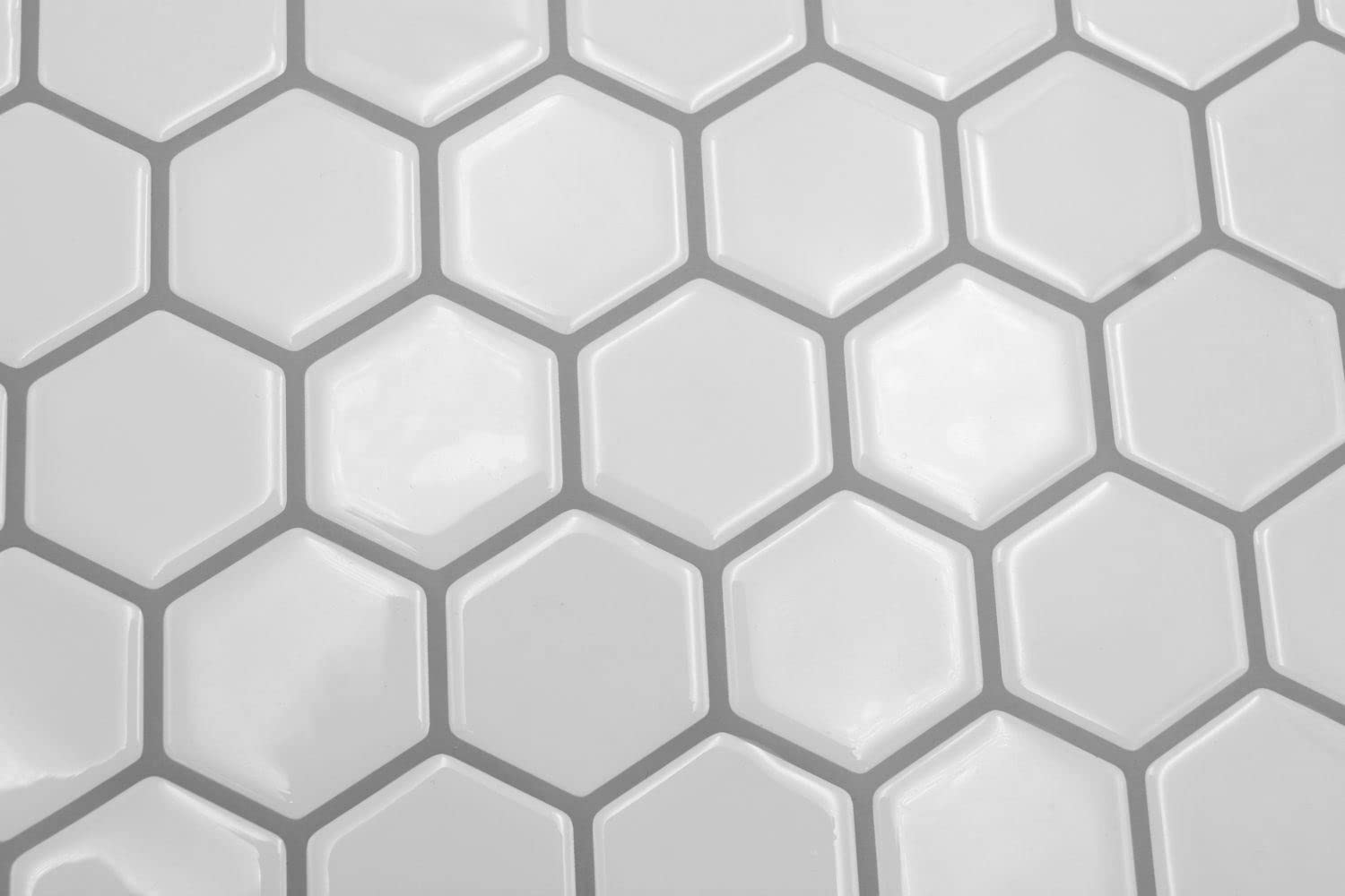 Pellicola autoadesiva a mosaico in vinile, effetto esagonale, colore bianco, 10 tappetini a mosaico