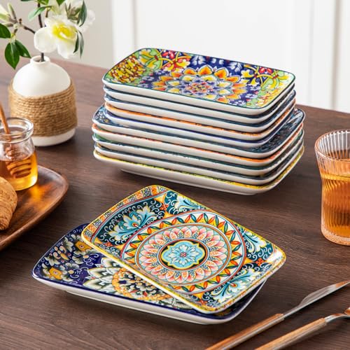 image for vancasso Simi 6-Piece Ceramic Salad Plates Set - 8.5 Inch, Rectangular