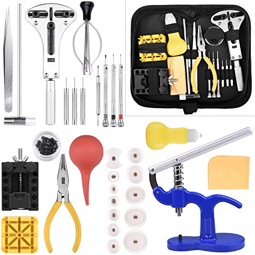 Longruner Reparación de Relojes Profesional de Herramientas Reloj Barra de Resorte Profesionales Kits Juego de Herramientas Relojero de Pasador de Enlace de Banda de Reloj con Estuche