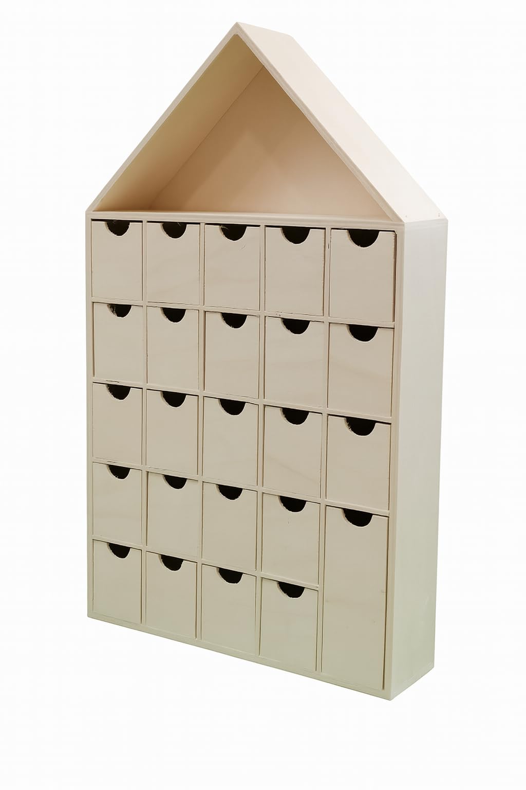 Adventskalender Aus natürlichem Pappelholz. zum Bemalen mit 24 Schubladen Maße (B x T x H): 28 x 8 x 48 cm.