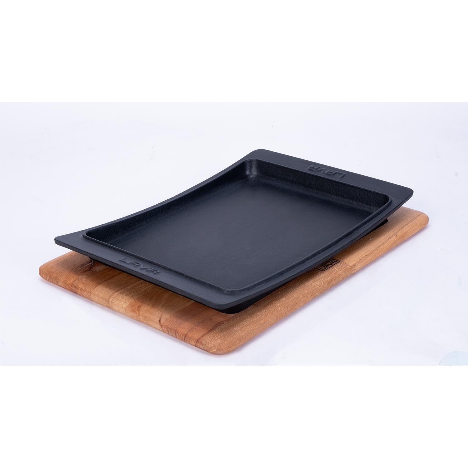 Lava Döküm Servis Tabağı 36x24 cm Ahşap Altlıklı - LV AS 173