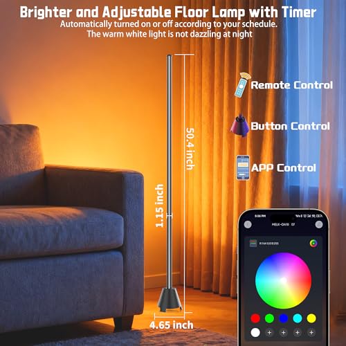 Image of Smart Corner Floor Lamp, RGBICW Color Changing Lamps for Living Room
