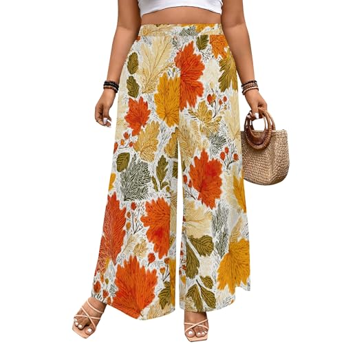 Women's Summer Plus Size Casual Loose Empire Waist Long Pants Elegant Flowy Straight Wide Leg Pants4