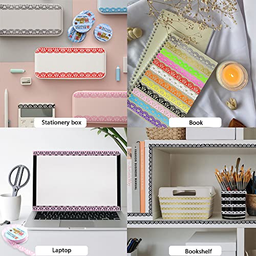 12 Roll Washi Tape Lace Pattern, 16 Mm Wide Decorative Masking Adhesive Tape Set Colorful For Gift Wrapping, Planner Decoration, Scrapbook, Journal, Art Crafts Diy (Colorful) #TOP4