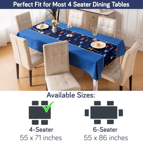 Image of HOKIPO Modern Grace Table Cloth for 4 Seater, 55x71 in, Coral Dream