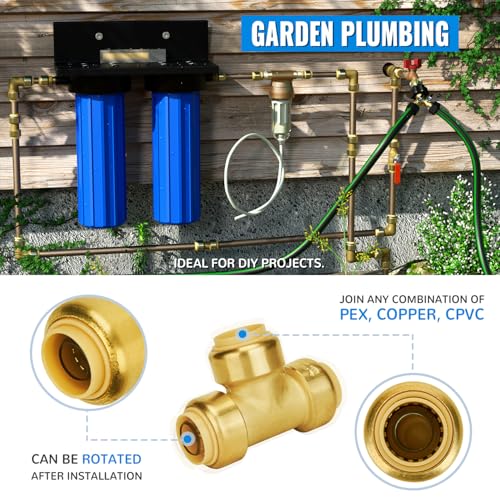 Image of SUNGATOR Tee Plumbing Pipe Connector, 3 /4-Inch Push Fit PEX Tee, 6-Pack