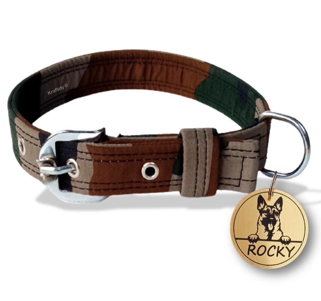 Kraftidy Dog Collar Belt with Name tag id Customized for Small Medium Large Dogs Military Army Print Neck Collar with Personalized Dog Name (with Dog Name) (Small Dogs) (B0CJY375TJ) Amazon Price History, Amazon Price Tracker