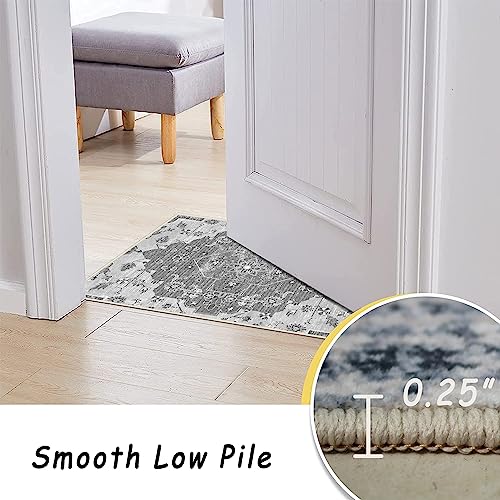 vivorug Runner Rug 2'x8' Vintage Washable Non-Slip Runners for Hallways Kitchen Entryway Laundry Room Carpet Hallway Runner Grey Floral