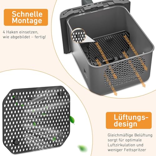 ZIOYANE 2er-Pack Silikon-Spritzschutz für Heißluftfritteuse, wiederverwendbare doppelte Korbauskleidung, Spritzschutz für die Modelle Ninja SL400EU und SL300EU