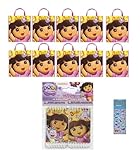 Unique Dora the Explorer Birthday Party Supplies Bundle includes 10 Plastic Party Tote Bags and 10 Mini Notebooks, Inches