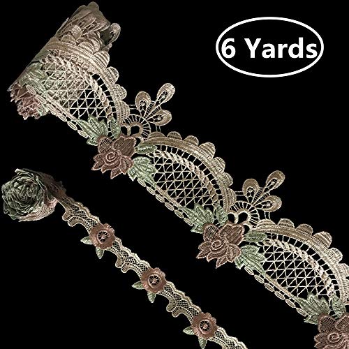 Lemosugar 6 Yards Floral Lace Sewing Trim Craft Embroidery Lace Trim (Including 3 Yards 5.3 In Width Lace Trim And 3 Yards 1.37 In Width Lace Trim) For Curtain, Tablecloth, Slipcover, Diy Handmade #TOP1