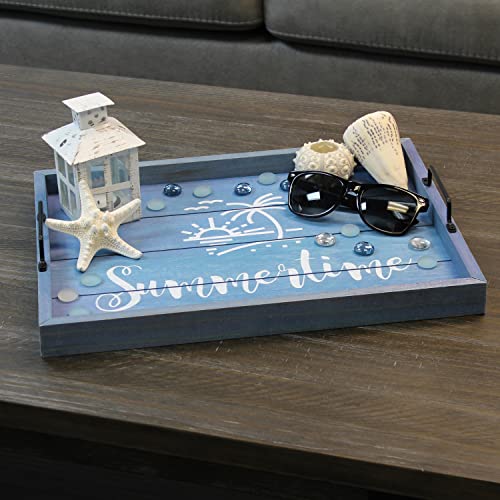 Elegant Designs Decorative Wood Serving Tray w/Handles, 15.50'' x 12'', Summertime, Blue (HG2000-BST)