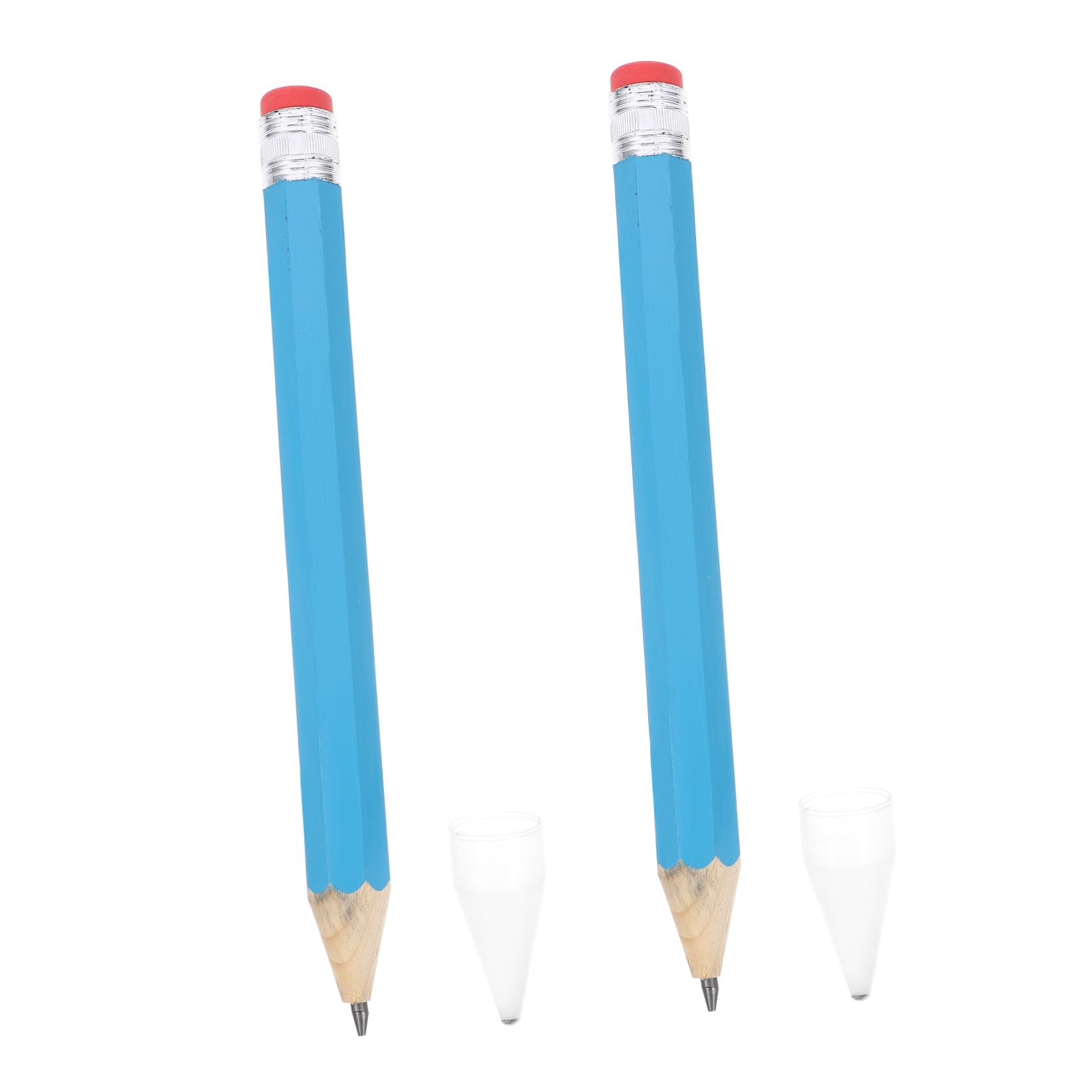 2 Pièces Crayons Géants Bois Lot de Bleu Crayon Large pour Dessin Écriture Peinture Accessoires Scolaires Artistiques avec Gomme Robuste et Étui Protecteur
